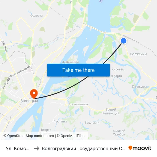 Ул. Комсомольская (Б) to Волгоградский Государственный Социально-Педагогический Университет map