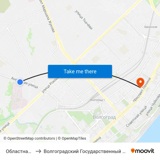 Областная Больница (А) to Волгоградский Государственный Социально-Педагогический Университет map
