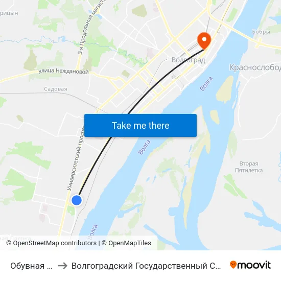 Обувная Фабрика (А) to Волгоградский Государственный Социально-Педагогический Университет map