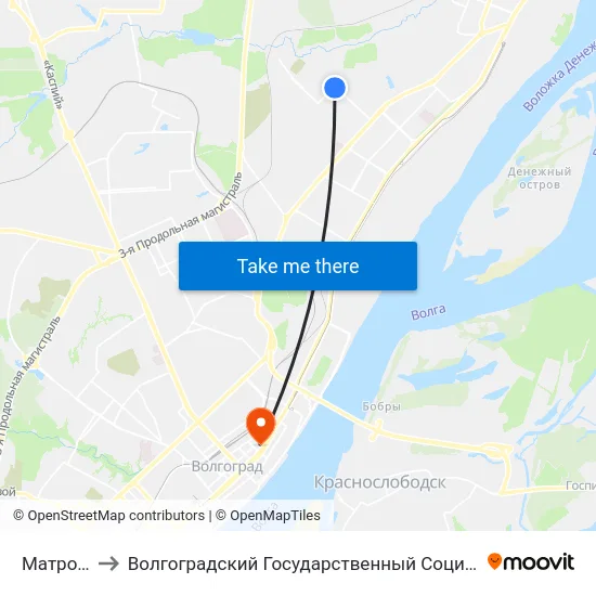 Матросова (А) to Волгоградский Государственный Социально-Педагогический Университет map