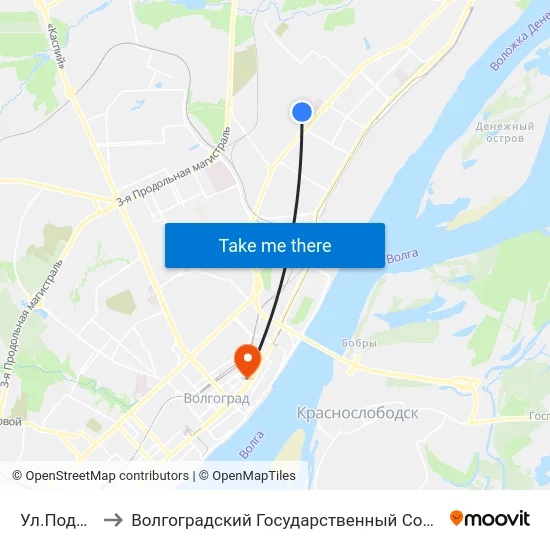 Ул.Поддубного (А) to Волгоградский Государственный Социально-Педагогический Университет map
