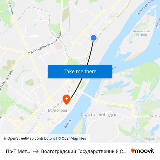 Пр-Т Металлургов (А) to Волгоградский Государственный Социально-Педагогический Университет map