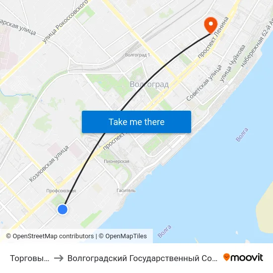 Торговый Центр (Б) to Волгоградский Государственный Социально-Педагогический Университет map