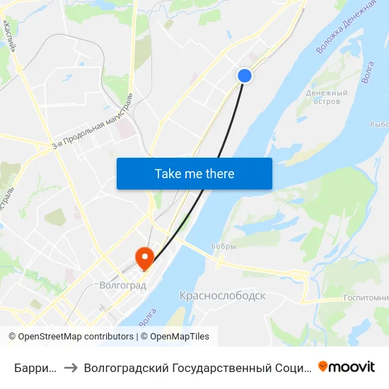 Баррикады (Б) to Волгоградский Государственный Социально-Педагогический Университет map