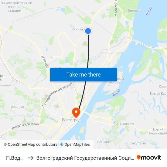 П.Водстрой (А) to Волгоградский Государственный Социально-Педагогический Университет map