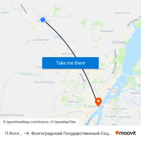 П.Котлубань (Б) to Волгоградский Государственный Социально-Педагогический Университет map