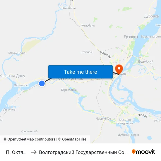 П. Октябрьский (А) to Волгоградский Государственный Социально-Педагогический Университет map