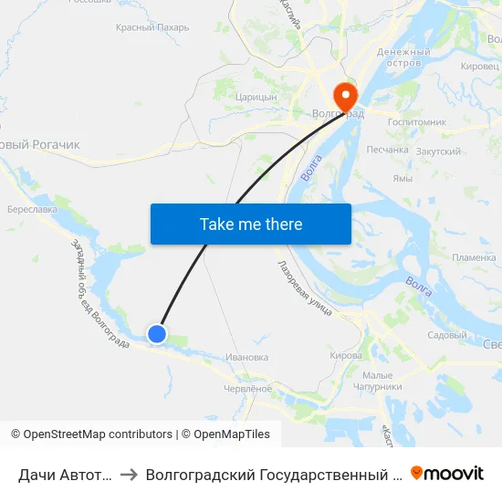 Дачи Автотранспортник (А) to Волгоградский Государственный Социально-Педагогический Университет map