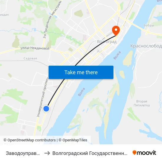 Заводоуправление Им.Петрова (Б) to Волгоградский Государственный Социально-Педагогический Университет map