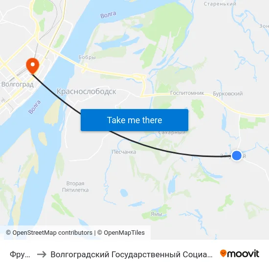 Фрунзе (А) to Волгоградский Государственный Социально-Педагогический Университет map