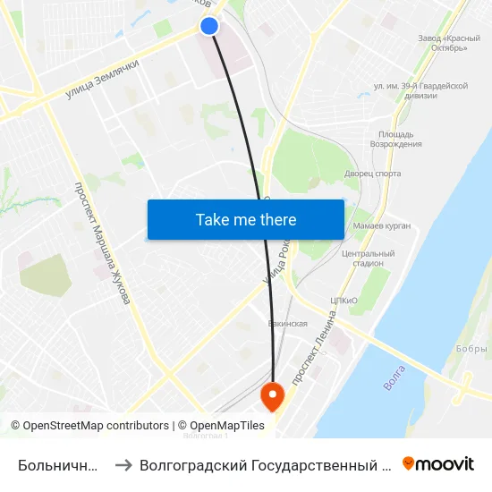 Больничный Комплекс (Б) to Волгоградский Государственный Социально-Педагогический Университет map