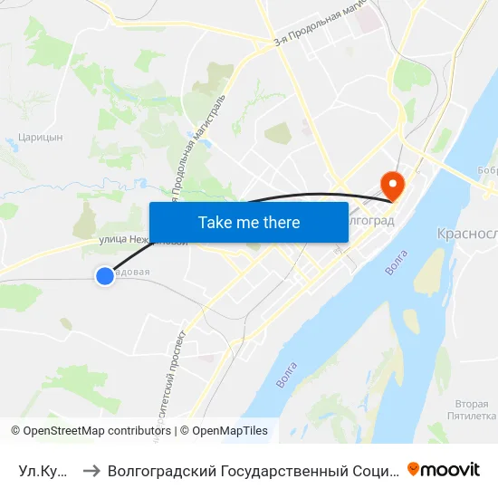 Ул.Куприна (А) to Волгоградский Государственный Социально-Педагогический Университет map