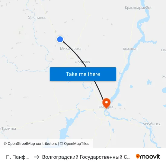 П. Панфилово Тр. (А) to Волгоградский Государственный Социально-Педагогический Университет map