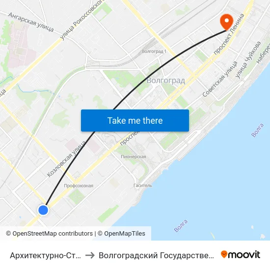 Архитектурно-Строительный Университет (Б) to Волгоградский Государственный Социально-Педагогический Университет map