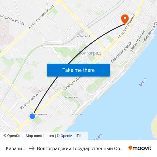 Казачий Театр (Б) to Волгоградский Государственный Социально-Педагогический Университет map