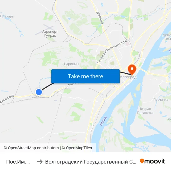 Пос.Им.М.Горького (А) to Волгоградский Государственный Социально-Педагогический Университет map