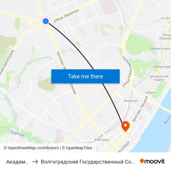 Академия Мвд (А) to Волгоградский Государственный Социально-Педагогический Университет map