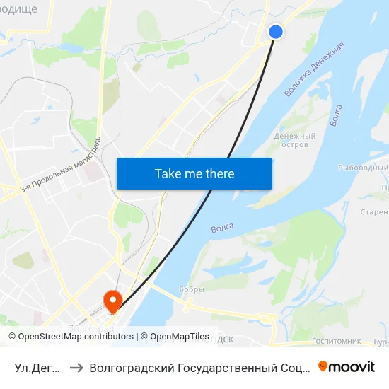 Ул.Дегтярева (А) to Волгоградский Государственный Социально-Педагогический Университет map