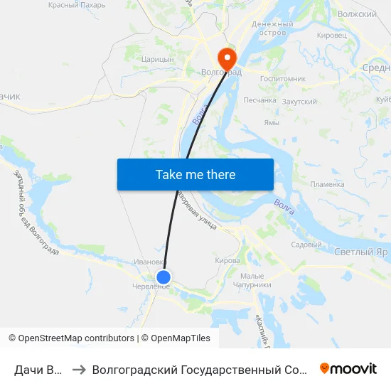 Дачи Весна Тр.(А) to Волгоградский Государственный Социально-Педагогический Университет map