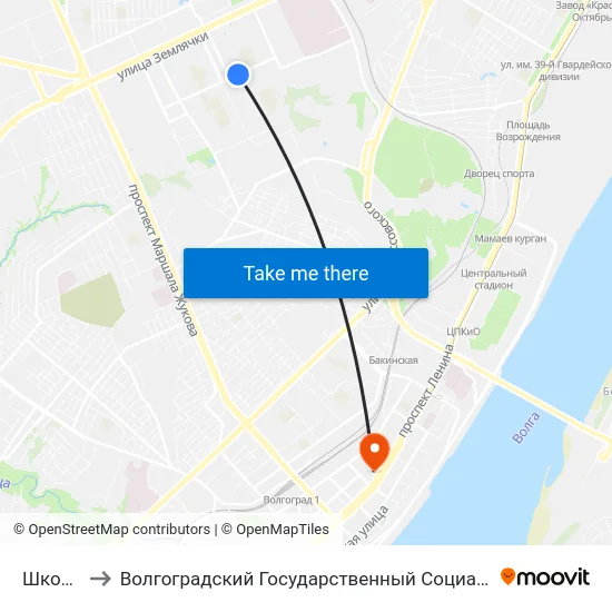 Школа №33 to Волгоградский Государственный Социально-Педагогический Университет map