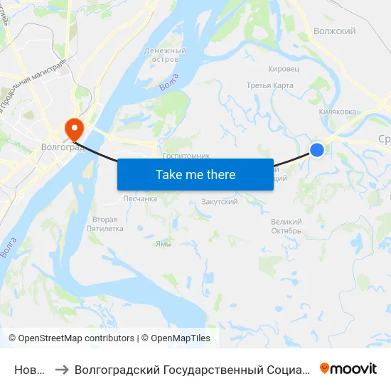 Новенький to Волгоградский Государственный Социально-Педагогический Университет map