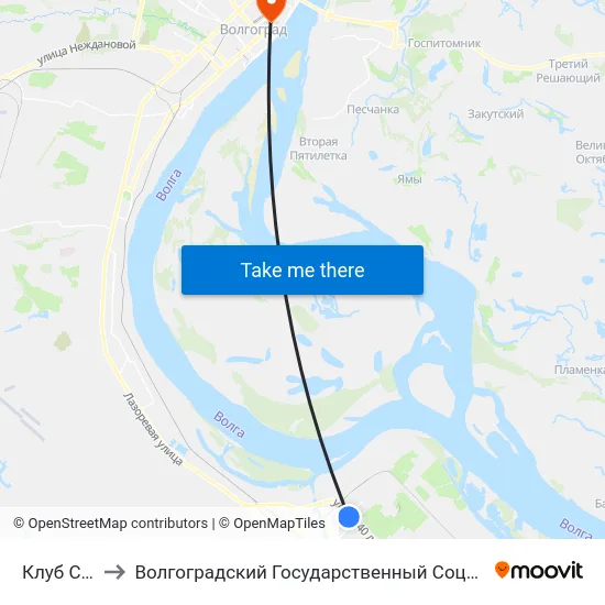 Клуб Строитель to Волгоградский Государственный Социально-Педагогический Университет map