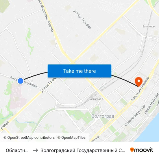 Областная Больница to Волгоградский Государственный Социально-Педагогический Университет map