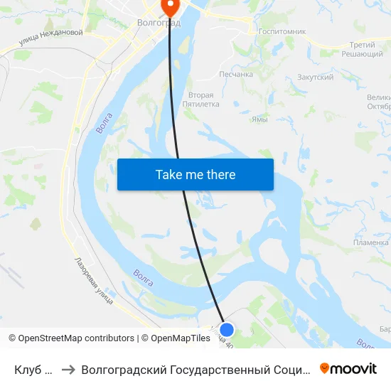 Клуб Энергия to Волгоградский Государственный Социально-Педагогический Университет map