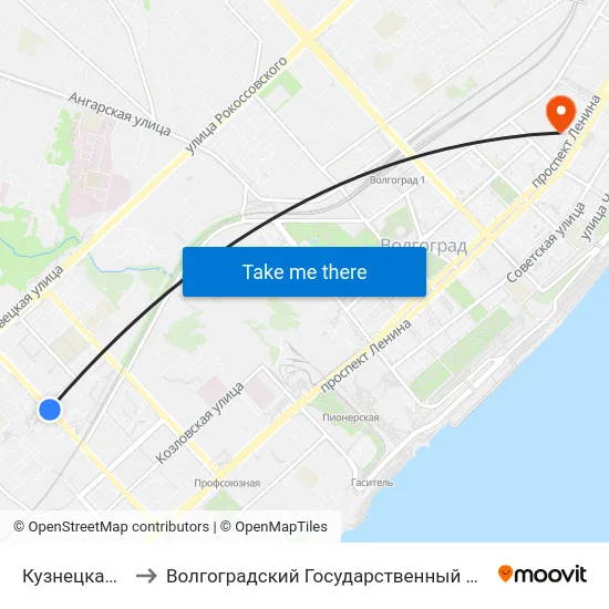 Кузнецкая (Ул. Елецкая) to Волгоградский Государственный Социально-Педагогический Университет map