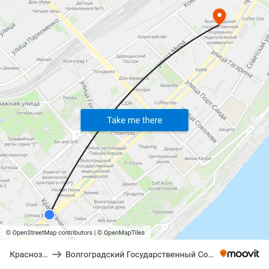 Краснознаменская to Волгоградский Государственный Социально-Педагогический Университет map
