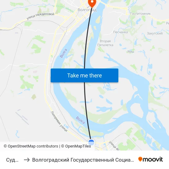 Судоверфь to Волгоградский Государственный Социально-Педагогический Университет map