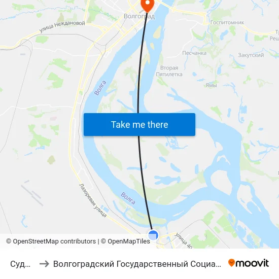 Судоверфь to Волгоградский Государственный Социально-Педагогический Университет map