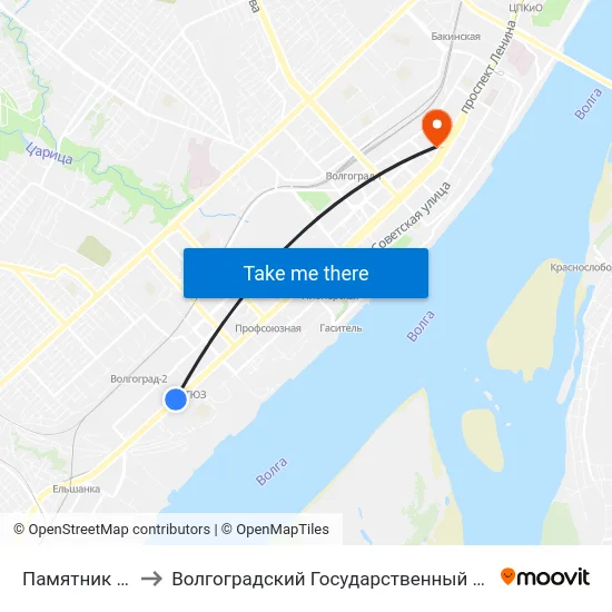 Памятник Североморцам to Волгоградский Государственный Социально-Педагогический Университет map