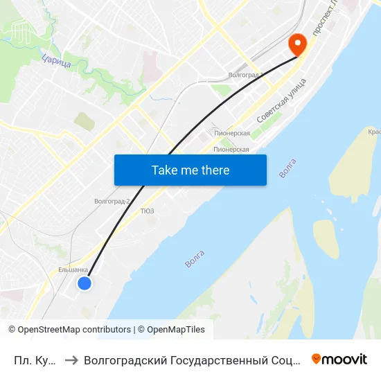 Пл. Куйбышева to Волгоградский Государственный Социально-Педагогический Университет map