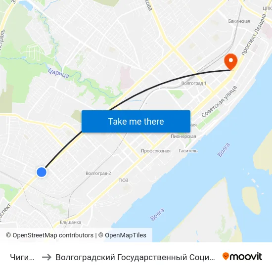 Чигиринская to Волгоградский Государственный Социально-Педагогический Университет map