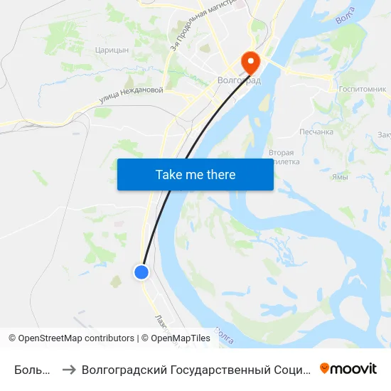 Больница №9 to Волгоградский Государственный Социально-Педагогический Университет map