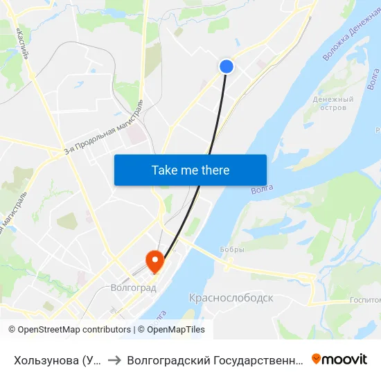 Хользунова (Ул. Маршала Ерёменко) to Волгоградский Государственный Социально-Педагогический Университет map