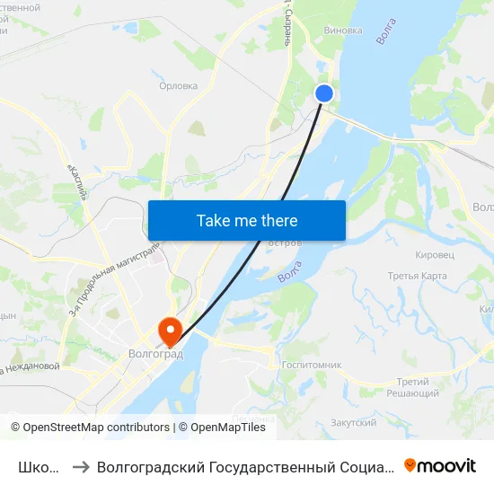 Школа №87 to Волгоградский Государственный Социально-Педагогический Университет map