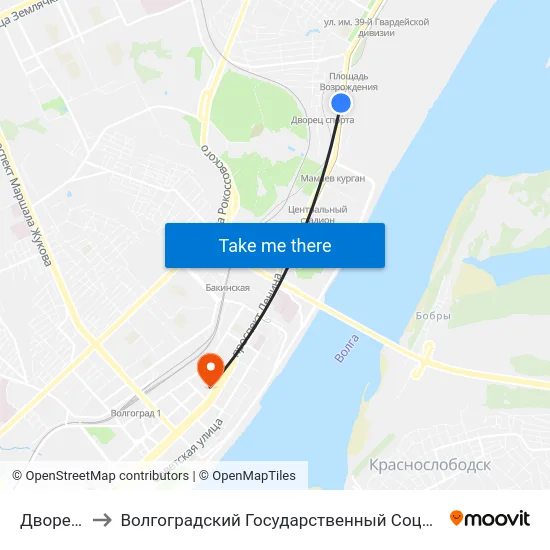 Дворец Спорта to Волгоградский Государственный Социально-Педагогический Университет map