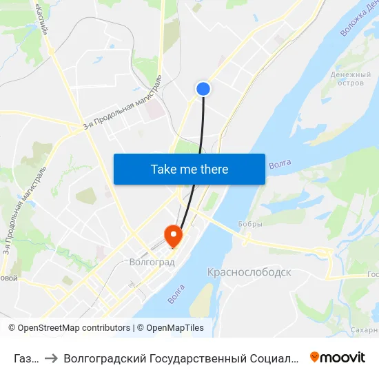 Газовая to Волгоградский Государственный Социально-Педагогический Университет map