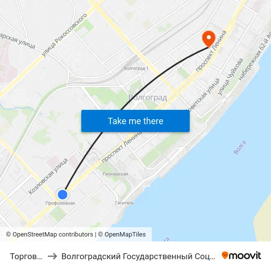 Торговый Центр to Волгоградский Государственный Социально-Педагогический Университет map