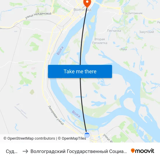 Судоверфь to Волгоградский Государственный Социально-Педагогический Университет map