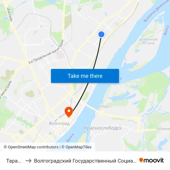 Таращанцев to Волгоградский Государственный Социально-Педагогический Университет map