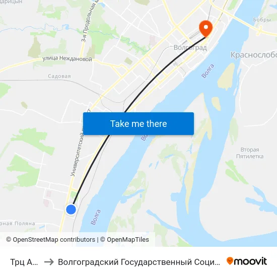 Трц Акварель to Волгоградский Государственный Социально-Педагогический Университет map