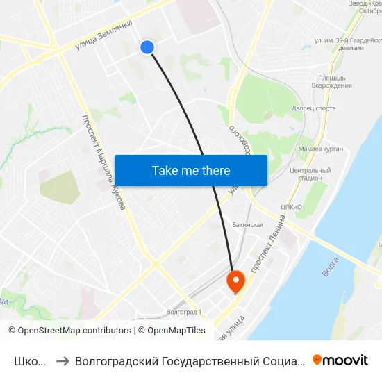 Школа №33 to Волгоградский Государственный Социально-Педагогический Университет map