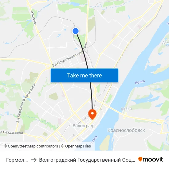 Гормолзавод №3 to Волгоградский Государственный Социально-Педагогический Университет map