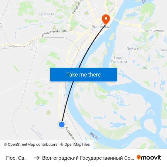 Пос. Саши Чекалина to Волгоградский Государственный Социально-Педагогический Университет map