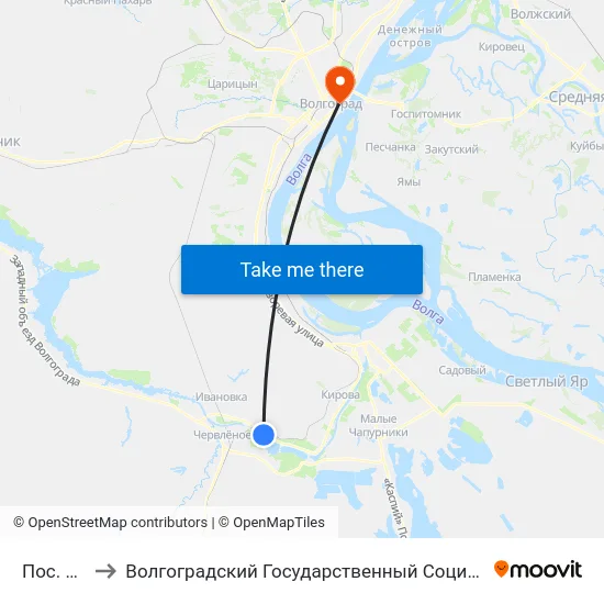 Пос. Соляной to Волгоградский Государственный Социально-Педагогический Университет map
