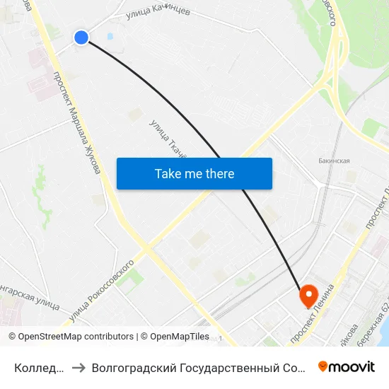 Колледж Бизнеса to Волгоградский Государственный Социально-Педагогический Университет map