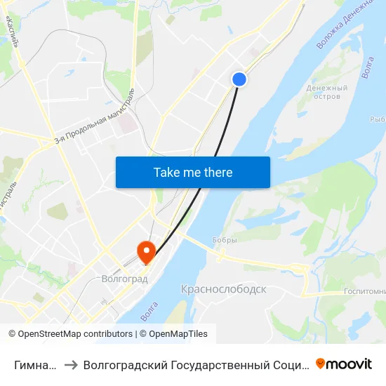Гимназия №14 to Волгоградский Государственный Социально-Педагогический Университет map